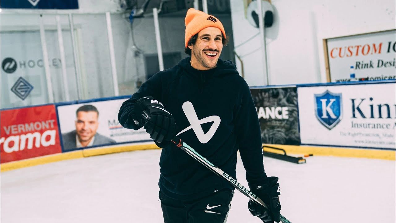 Hockey player on ice rink